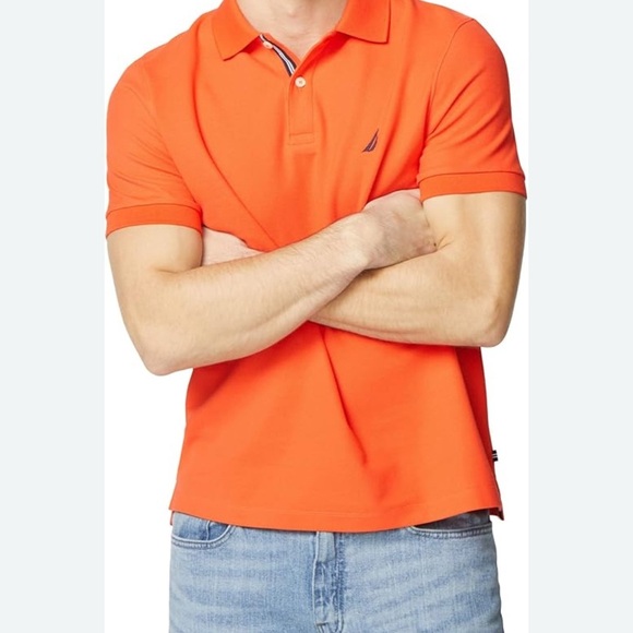 Nautica Orange Polo Shirt Classic Fit Short Sleeve NEW WITHOUT TAG - Picture 1 of 9
